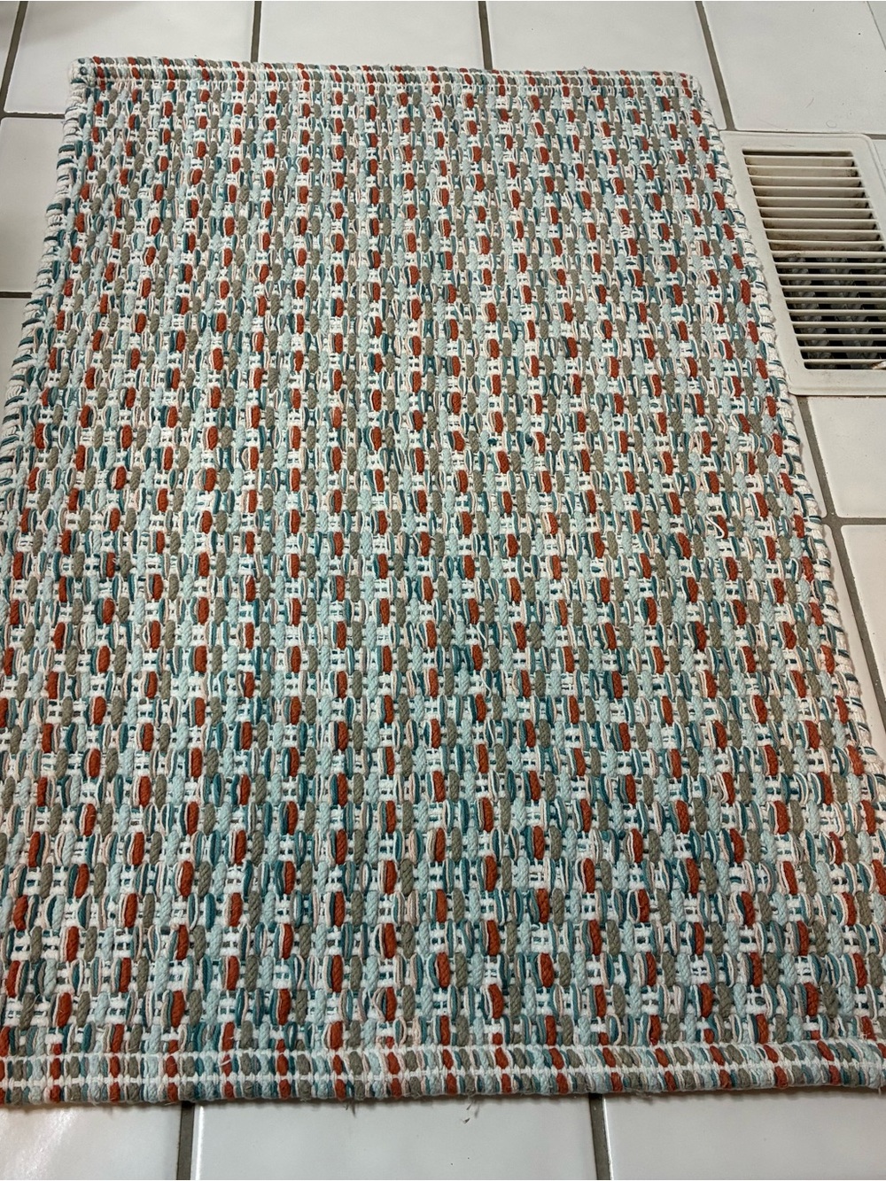 Woven Accent Rug in Teal, Rust, Cream